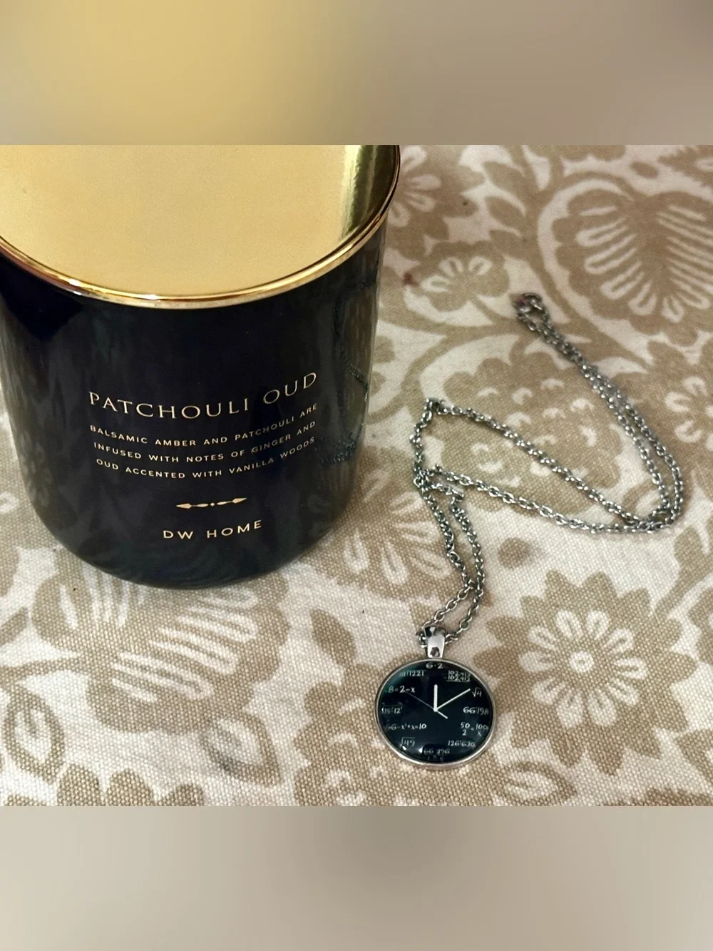 Silver Math Equation Pendant Necklace - Black Dial